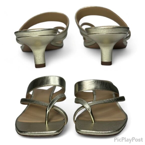 VERONICA BEARD Alanis Strappy Slip On Mid Heel Sandals, Gold, Size 8, NWOB - Picture 12 of 13